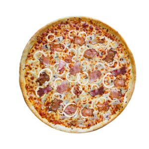 Pizza z sosem, serem, szynką, oregano