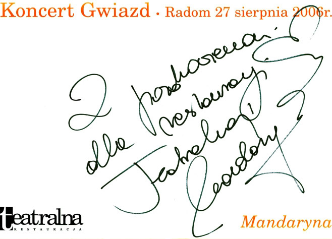 Autograf Mandaryny dla Teatralnej