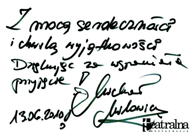 Autograf Michała Milowicza dla Teatralnej