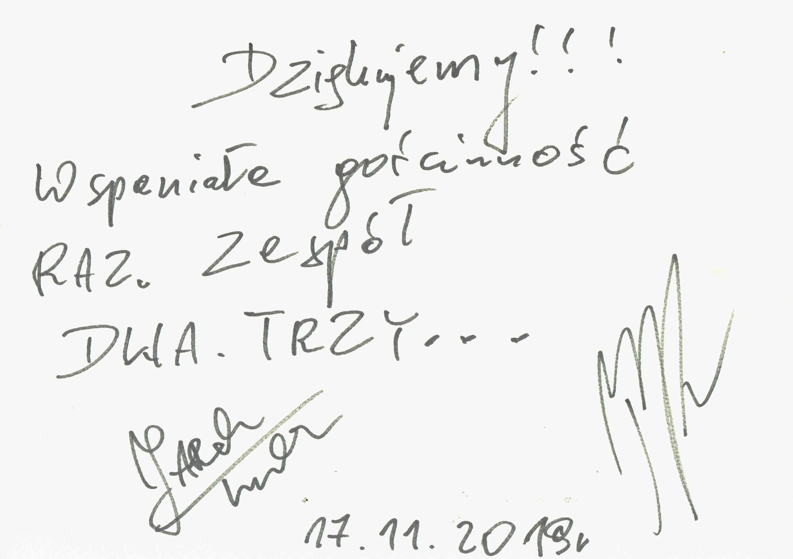 Autograf Raz Dwa Trzy dla Teatralnej